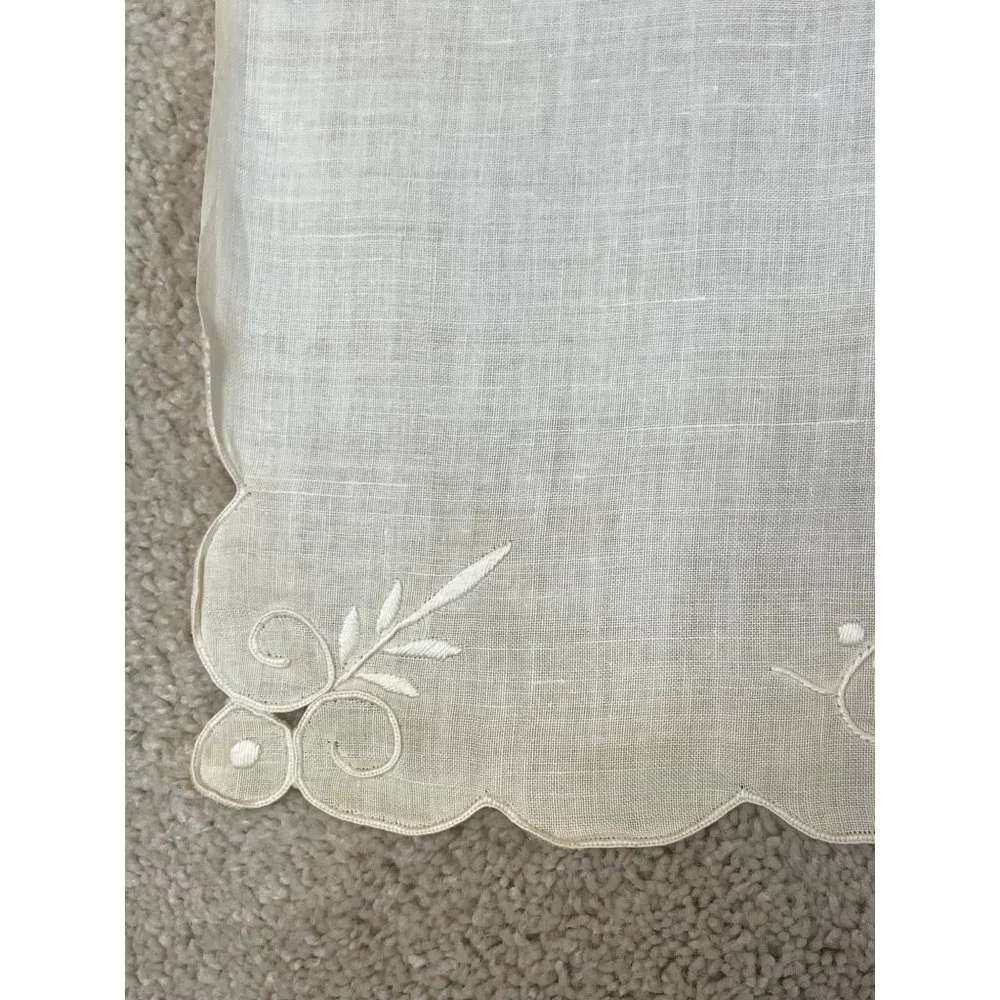 Antique Show Towels Italy Embroidered Eyelet Floral Scalloped Decorative